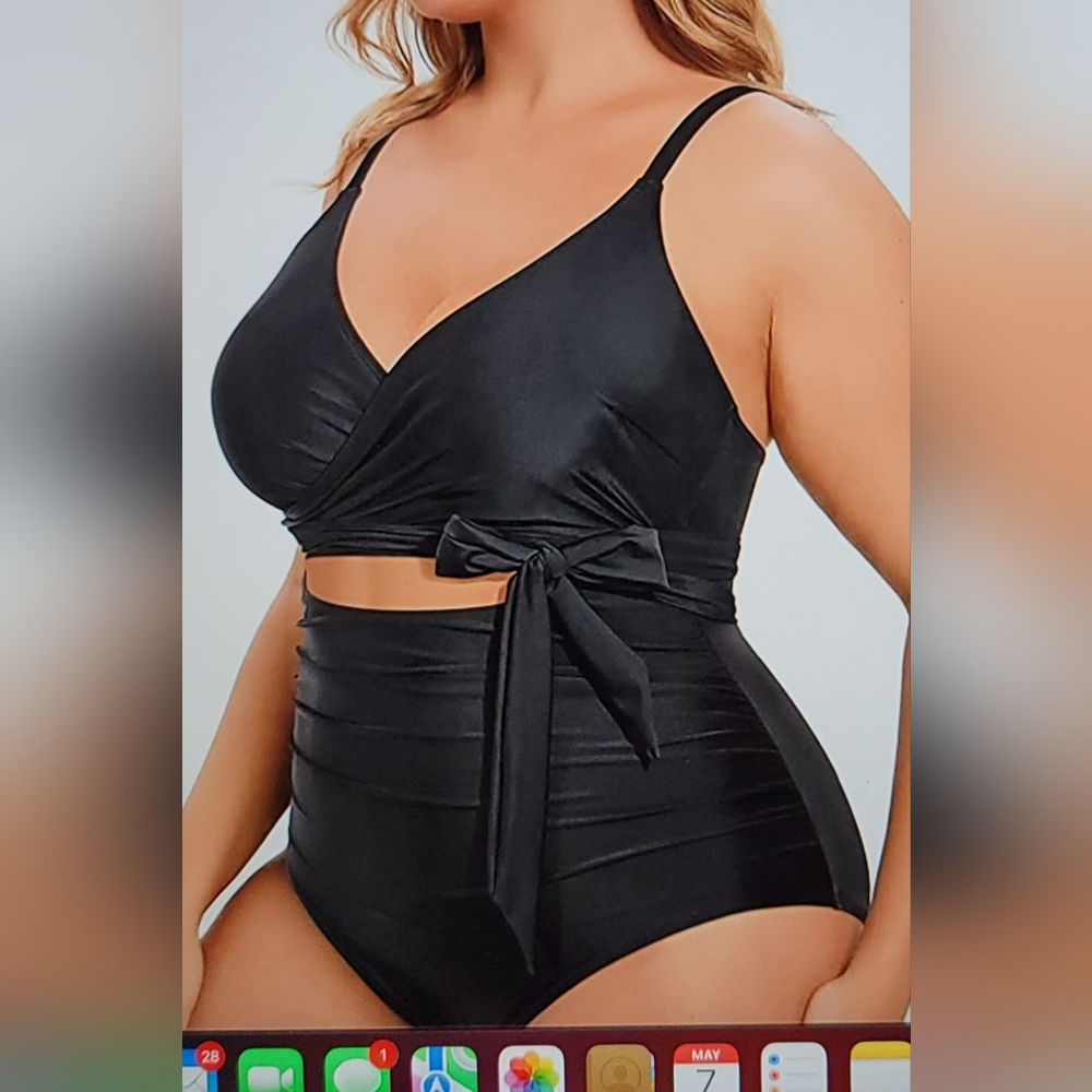 NWT Plus Size One Piece Padded Wrap Around Open Cutout bathing suit swim - Picture 4 of 12